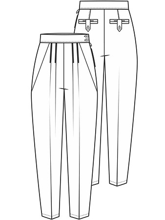 Технический рисунок брюк с застежкой в боковом шве