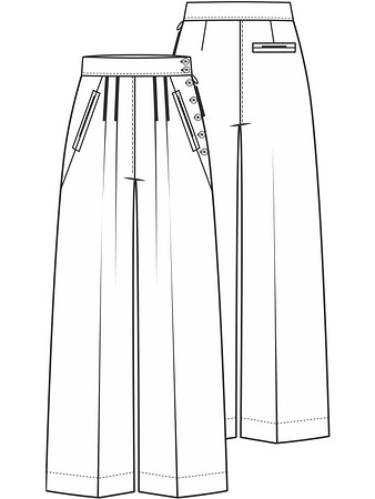Технический рисунок широких брюк