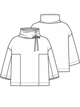 Технический рисунок пуловера с рукавами три четверти