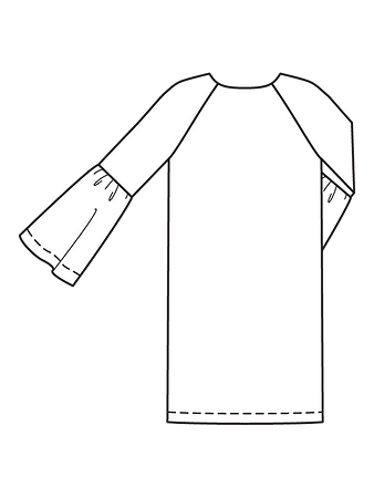 Технический рисунок прямого платья спинка
