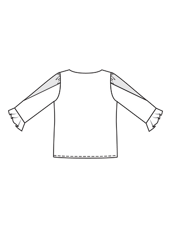 Технический рисунок блузки с рукавами 3/4 спинка