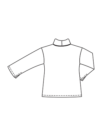 Технический рисунок пуловера с воротником спинка
