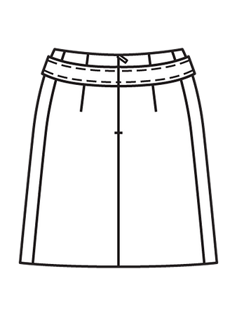 Технический рисунок мини-юбки вид сзади