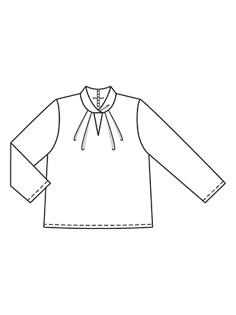 Технический рисунок блузки с необычным воротником
