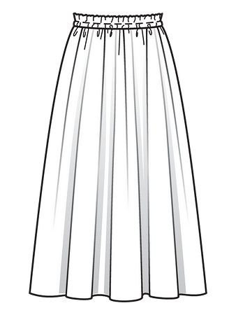 Технический рисунок юбки макси вид сзади