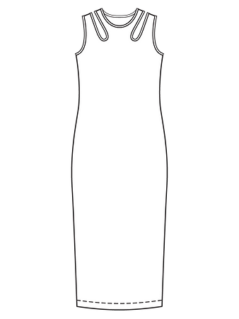 Технический рисунок трикотажного платья миди