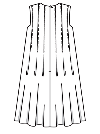 Технический рисунок расклешенного платья спинка