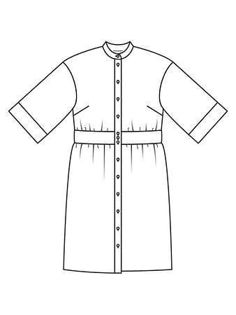 Технический рисунок платья в рубашечном стиле