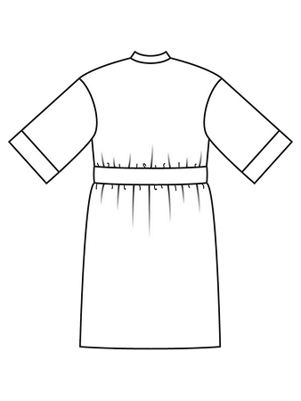 Технический рисунок платья в рубашечном стиле спинка