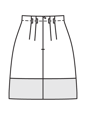 Технический рисунок юбки с планкой вид сзади