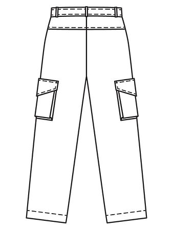 Технический рисунок брюк карго вид сзади