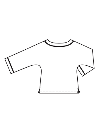 Технический рисунок блузки с цельнокроеными рукавами спинка