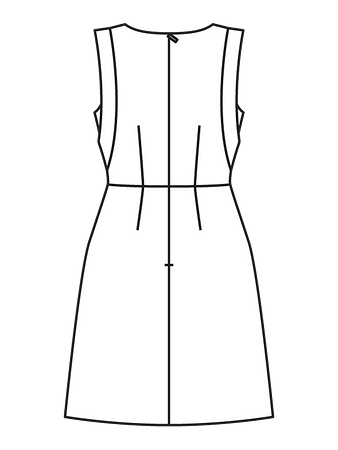 Технический рисунок мини-платья с планками спинка