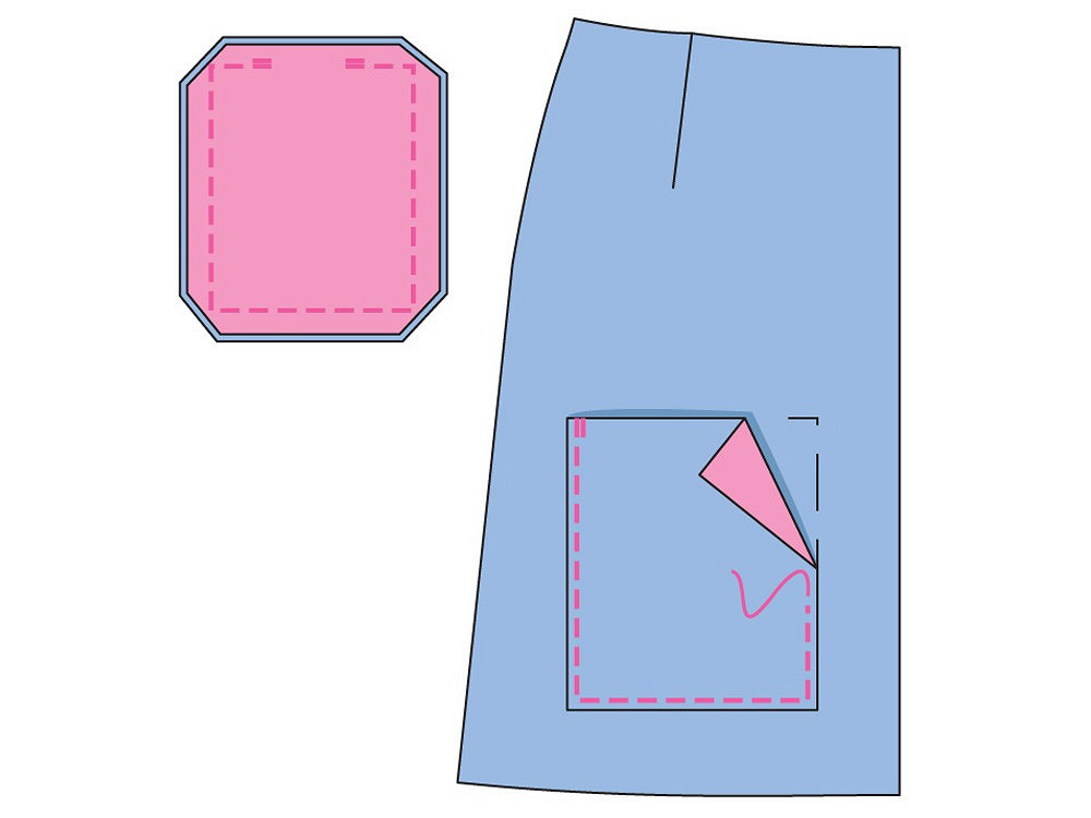 Выкройка юбки-полусолнце с карманами WS