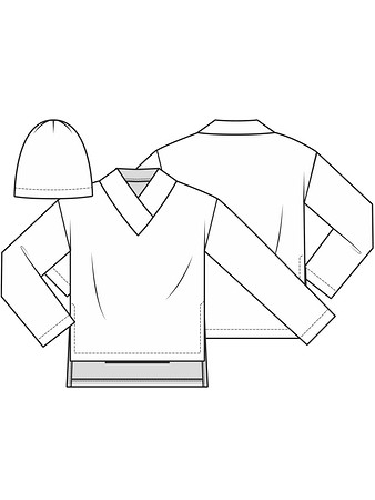 Технический рисунок пуловера и шапки