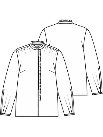 Технический рисунок блузки с узкими оборками