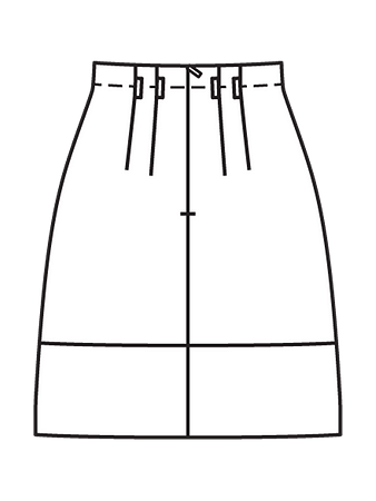 Технический рисунок юбки с планкой вид сзади