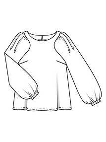 Технический рисунок блузки с объёмными рукавами
