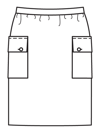 Технический рисунок прямой юбки с накладными карманами