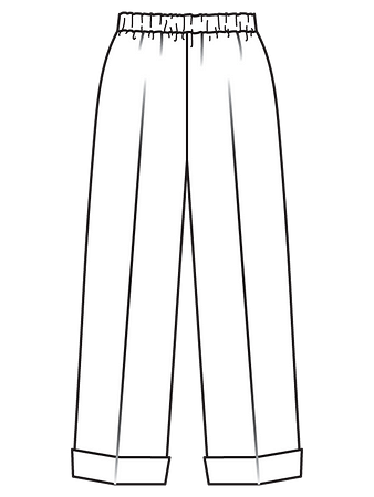 Технический рисунок брюк в стиле Марлен Дитрих вид сзади