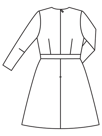Технический рисунок платья с облегающим лифом спинка