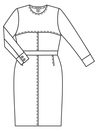 Технический рисунок джинсового платья-футляр