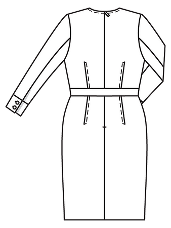 Технический рисунок джинсового платья-футляр спинка