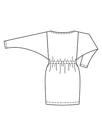 Технический рисунок платья с вырезом-лодочкой спинка