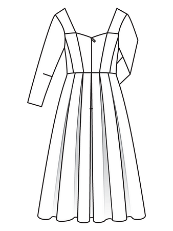 Технический рисунок корсажного платья спинка