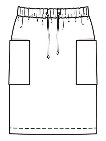 Технический рисунок прямой юбки на эластичном поясе