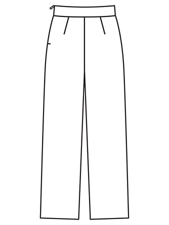 Технический рисунок прямых брюк вид сзади