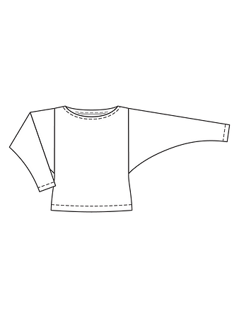 Технический рисунок пуловера с вырезом-лодочкой