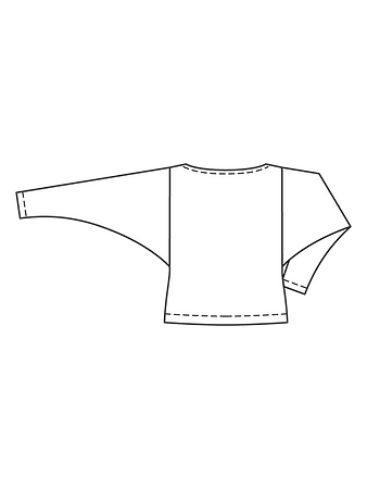 Технический рисунок пуловера с вырезом-лодочкой спинка