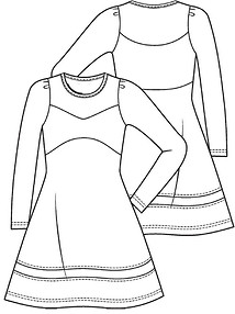 Технический рисунок нарядного платья для девочки