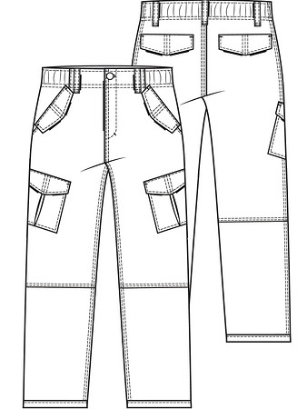 Технический рисунок брюк-карго для мальчика