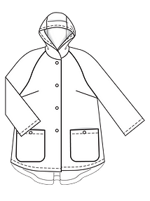 Технический рисунок куртки расклешенного силуэта