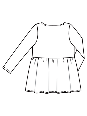 Технический рисунок комбинированной блузки спинка