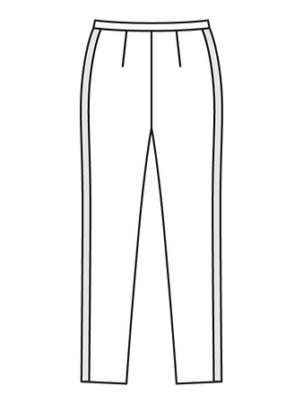 Технический рисунок облегающих брюк вид сзади