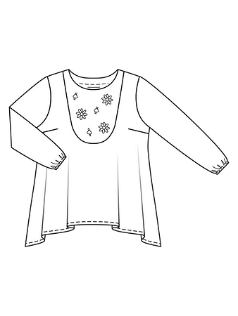 Технический рисунок блузки с пластроном
