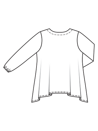 Технический рисунок блузки с пластроном спинка
