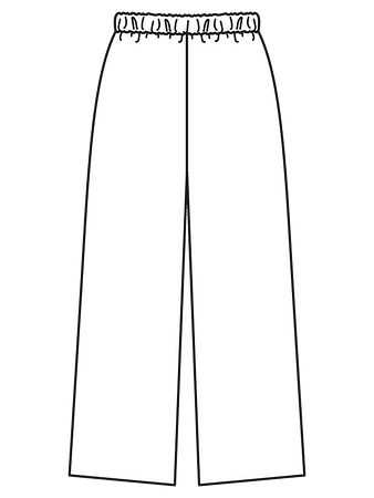 Технический рисунок широких брюк прямого кроя вид сзади