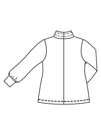 Технический рисунок блузки расклешенного силуэта спинка