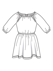 Технический рисунок мини-платья с разрезами по линиям реглана 
