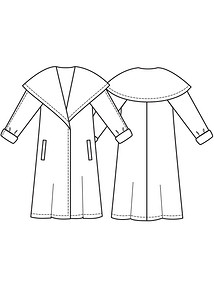 Технический рисунок пальто с оригинальным воротником мегаразмера