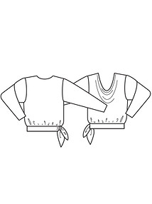 Технический рисунок вечерней блузки на поясе