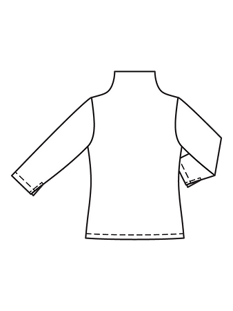 Технический рисунок пуловера с прорезью в области декольте спинка