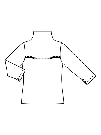 Технический рисунок пуловера с прорезью в области декольте