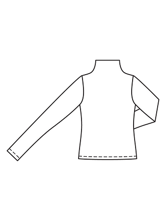 Технический рисунок пуловера-водолазки с разрезом спереди спинка