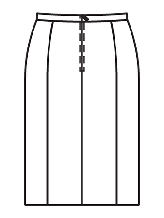 Технический рисунок жаккардовой юбки-карандаш вид сзади