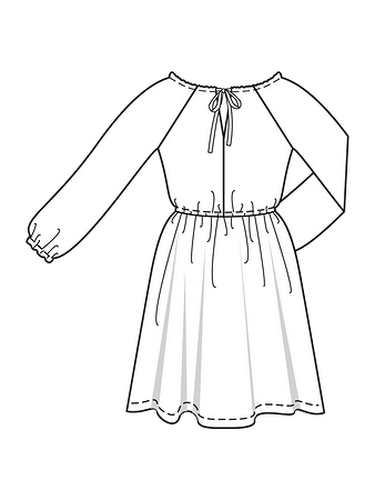 Технический рисунок платья с кулиской на талии спинка